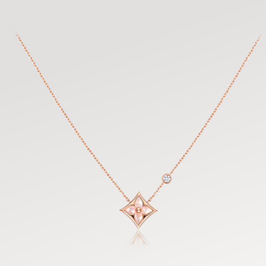 [LORA]STAR PINK MOP 1 DIAMOND PINK GOLD NECKLACE