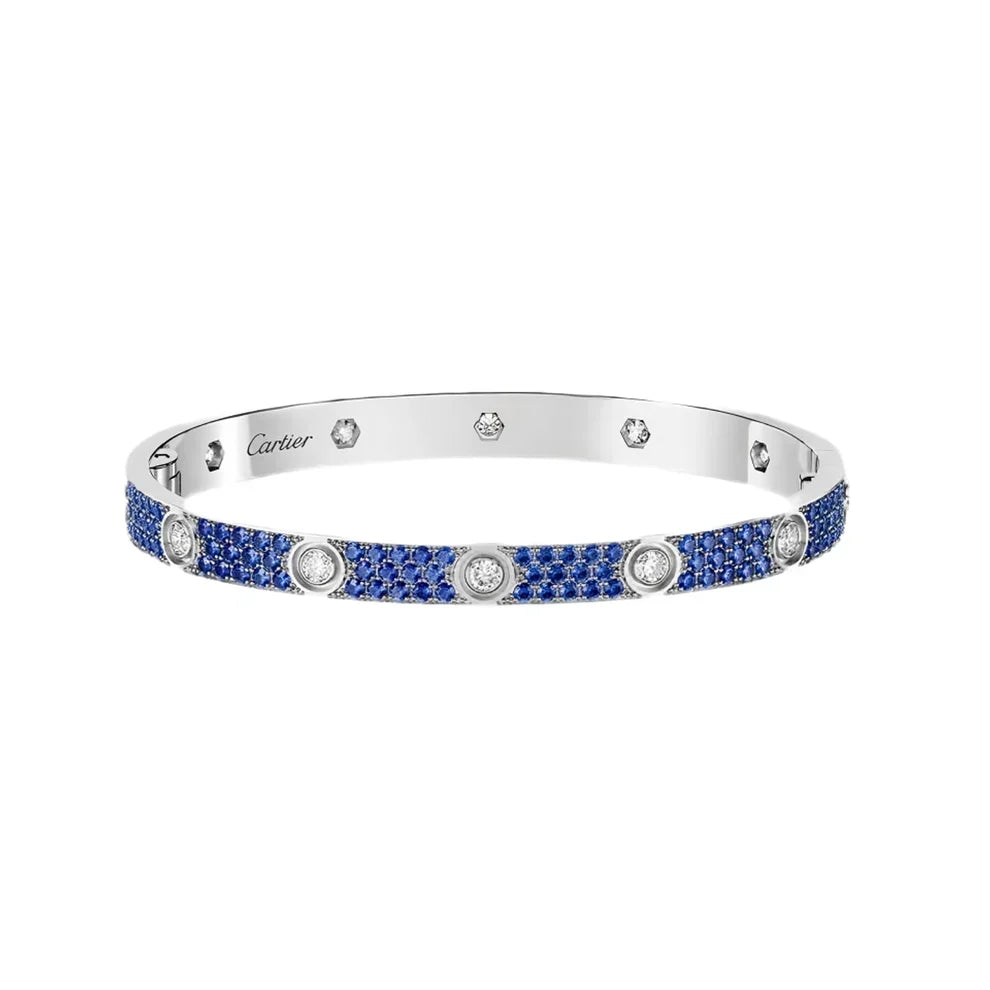 [Lora]Pave Gemstone Love &Force Large Horseshoe Diamond Duo Bracelet Stack Set