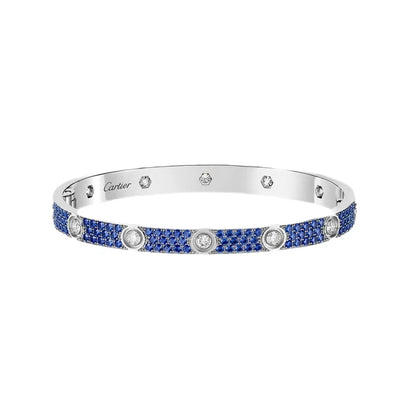 [Lora]Pave Gemstone Love &Force Large Horseshoe Diamond Duo Bracelet Stack Set