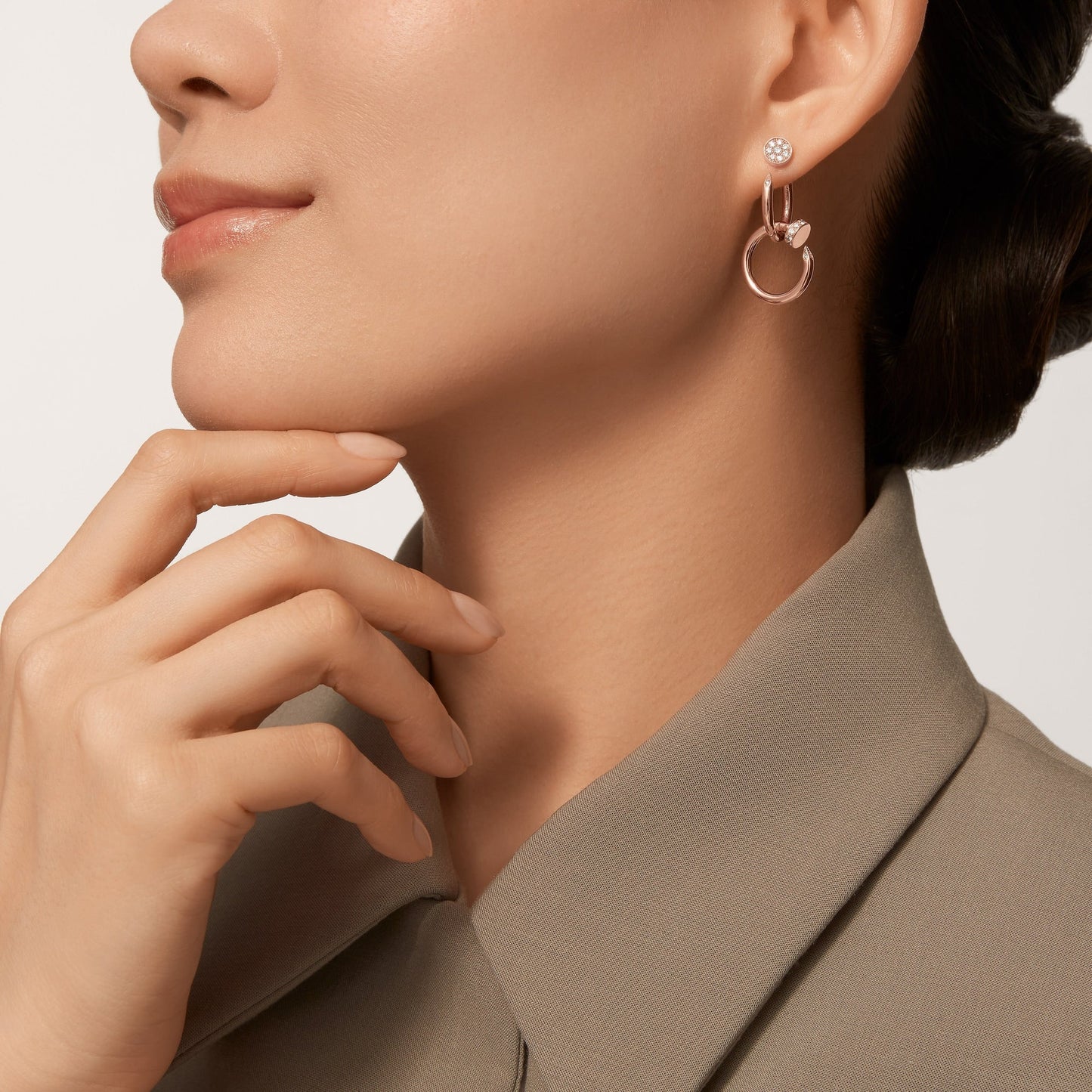 [LORA] JUSTE HALF DIAMOND DOUBLE EARRINGS