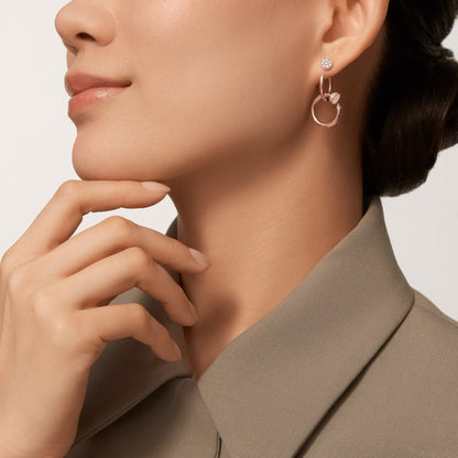 [LORA] JUSTE HALF DIAMOND DOUBLE EARRINGS