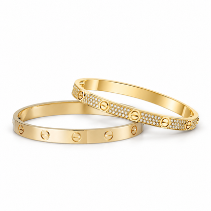 [Lora] LOVE  Classic & Diamond-Paved Bracelet Stack Set