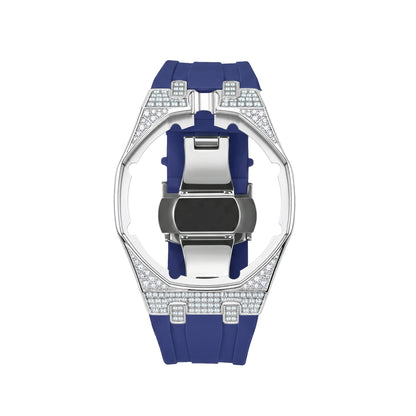 Strap For Ap Swatch Royal Oak Pop Exclusive Steel Case With Diamond(Moissanite) & Silicone Strap