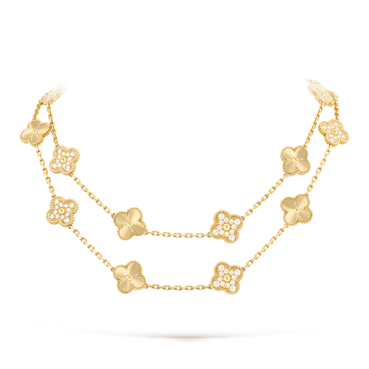 [LORA]CLOVER 20 MOTIFS LASER DIAMOND NECKLACE