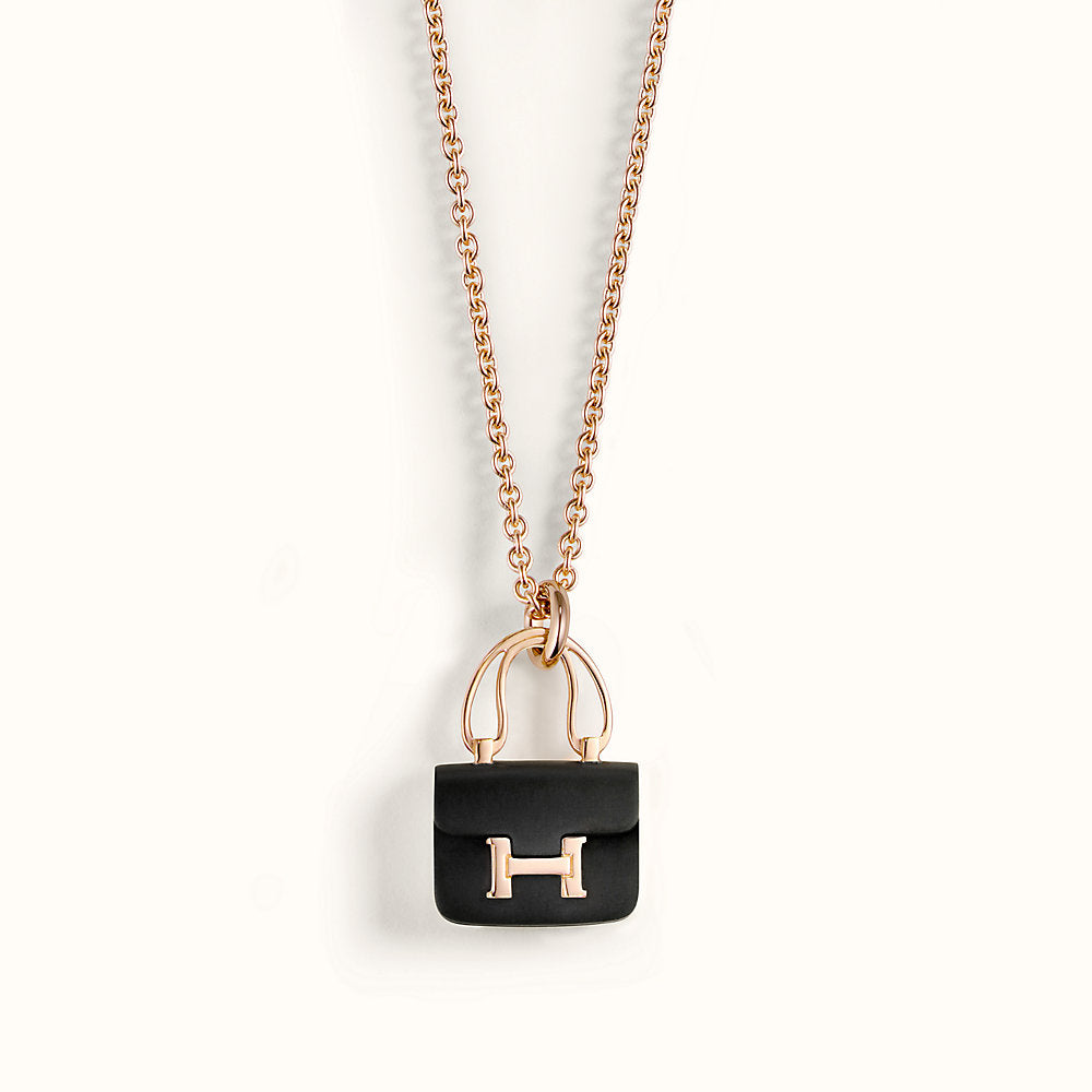 [LORA]CONSTANCE BLACK PEDANT PINK GOLD NECKLACE