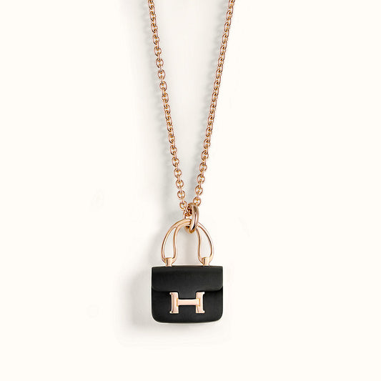 [LORA]CONSTANCE BLACK PEDANT PINK GOLD NECKLACE