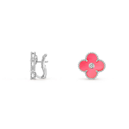 [Lora]CLOVER SILVER 15MM MOP DIAMOND EARRINGS COLLECTION