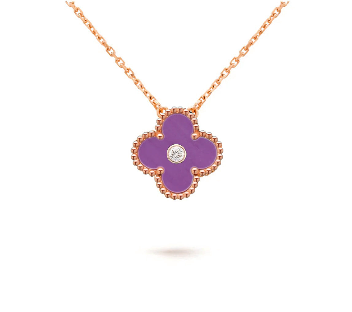 [Lora]CLOVER 15MM DIAMOND SINGLE FLOWER NECKLACE COLLECTION