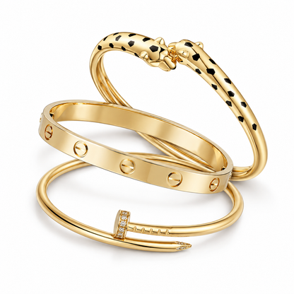 [Lora] Panthère & LOVE  & JUSTE  Diamond Bracelet Stack Set