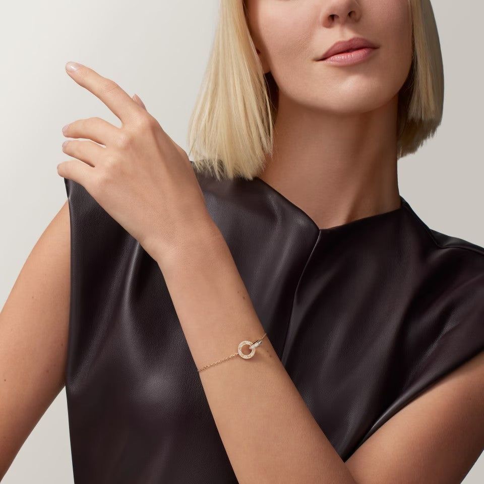[LORA] LOVE DOUBLE RING FULL DIAMOND BRACELET