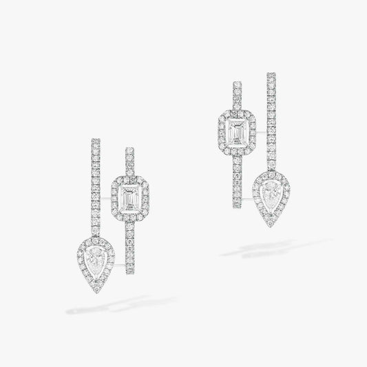 [LORA] CREOLES MY TWIN 2 RANGS SILVER DIAMOND EARRINGS