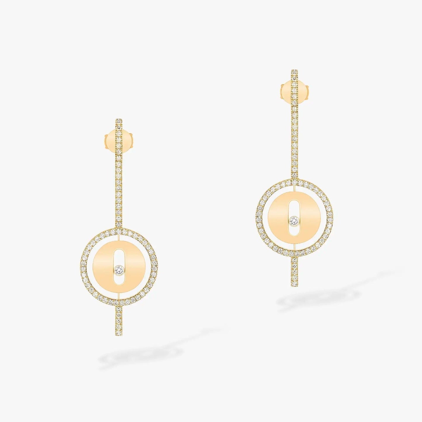 [LORA] LUCKY MOVE ARROW PINK GOLD DIAMOND EARRINGS