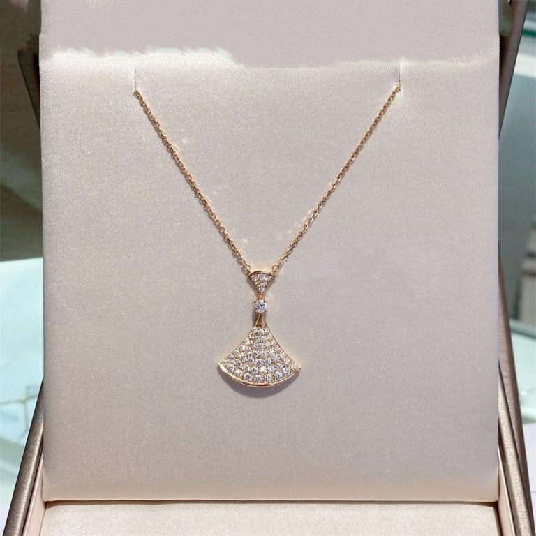 [LORA]DREAM NECKLACE PINK GOLD FULL DIAMOND