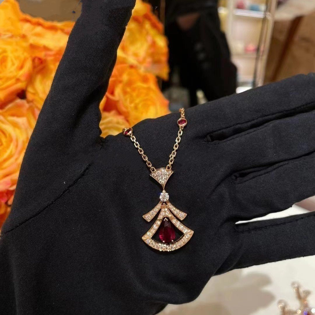 [LORA]DREAM NECKLACE CARNELIAN DIAMOND PINK GOLD