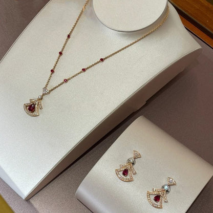 [LORA]DREAM NECKLACE CARNELIAN DIAMOND PINK GOLD