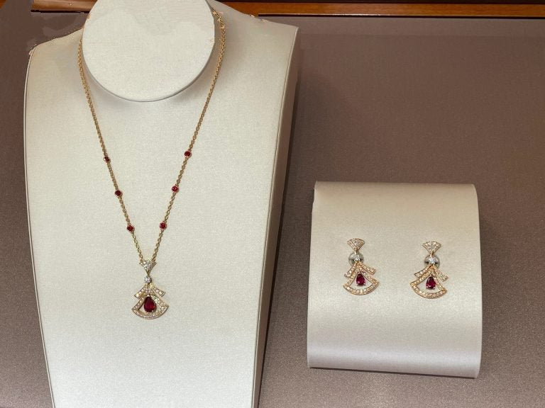 [LORA]DREAM NECKLACE CARNELIAN DIAMOND PINK GOLD