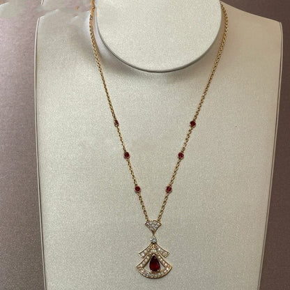 [LORA]DREAM NECKLACE CARNELIAN DIAMOND PINK GOLD