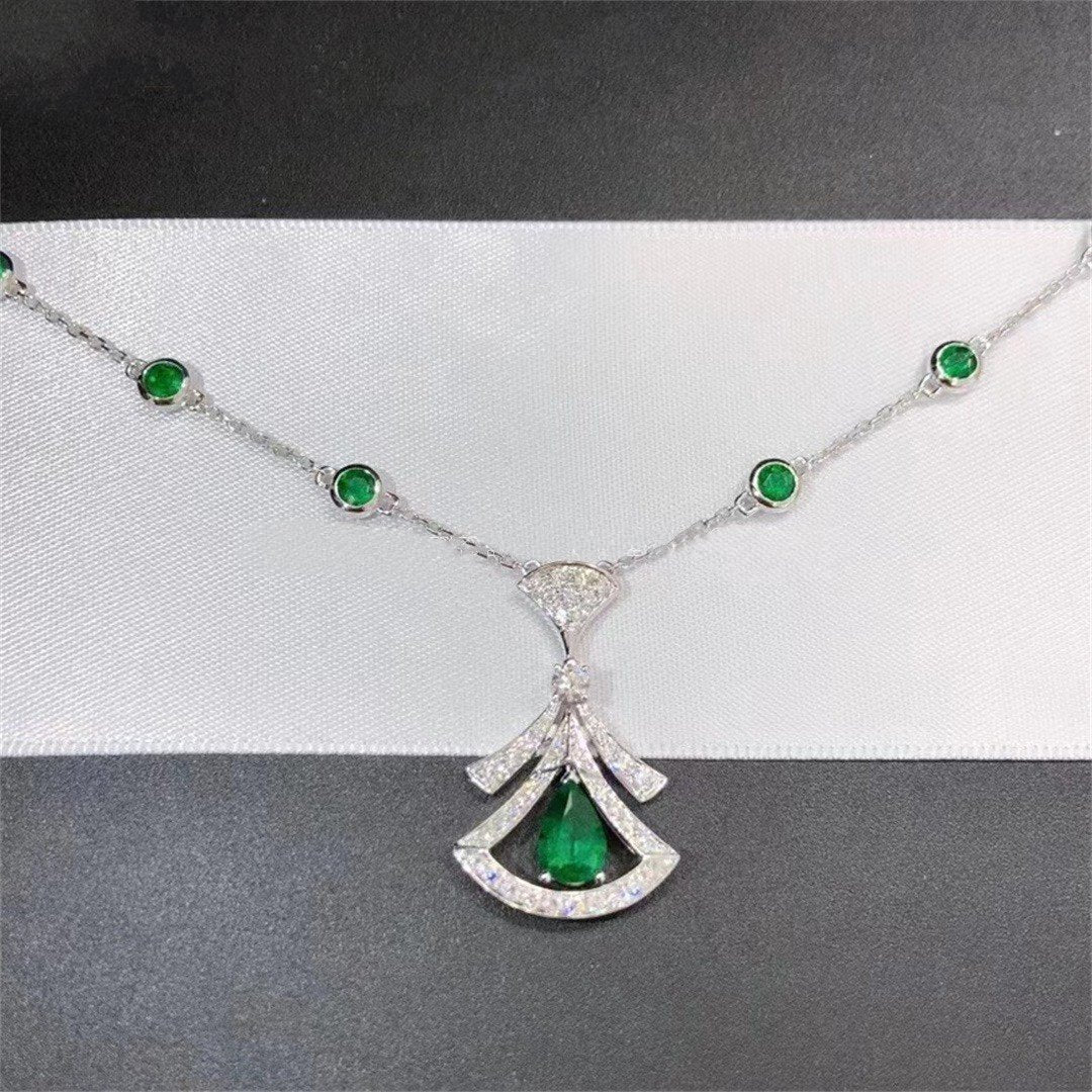 [LORA]DREAM NECKLACE MALACHITE DIAMOND SILVER