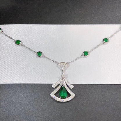 [LORA]DREAM NECKLACE MALACHITE DIAMOND SILVER