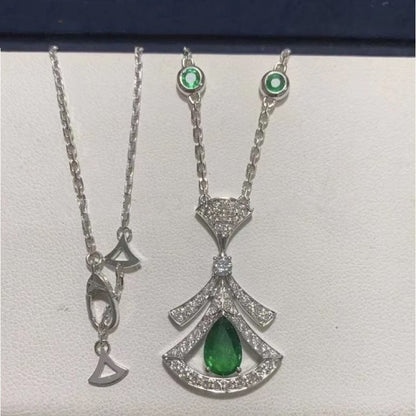 [LORA]DREAM NECKLACE MALACHITE DIAMOND SILVER