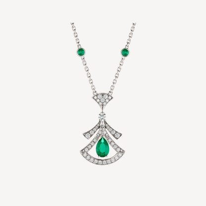 [LORA]DREAM NECKLACE MALACHITE DIAMOND SILVER