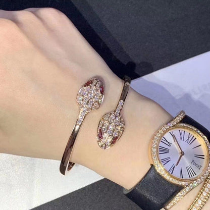 [LORA]SERPENTI BRACELET PINK GOLD DIAMOND DOUBLE SNAKE