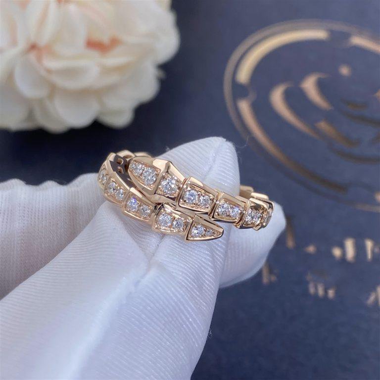 [LORA]SERPENTI RING PINK GOLD DIAMOND PAVED 4MM