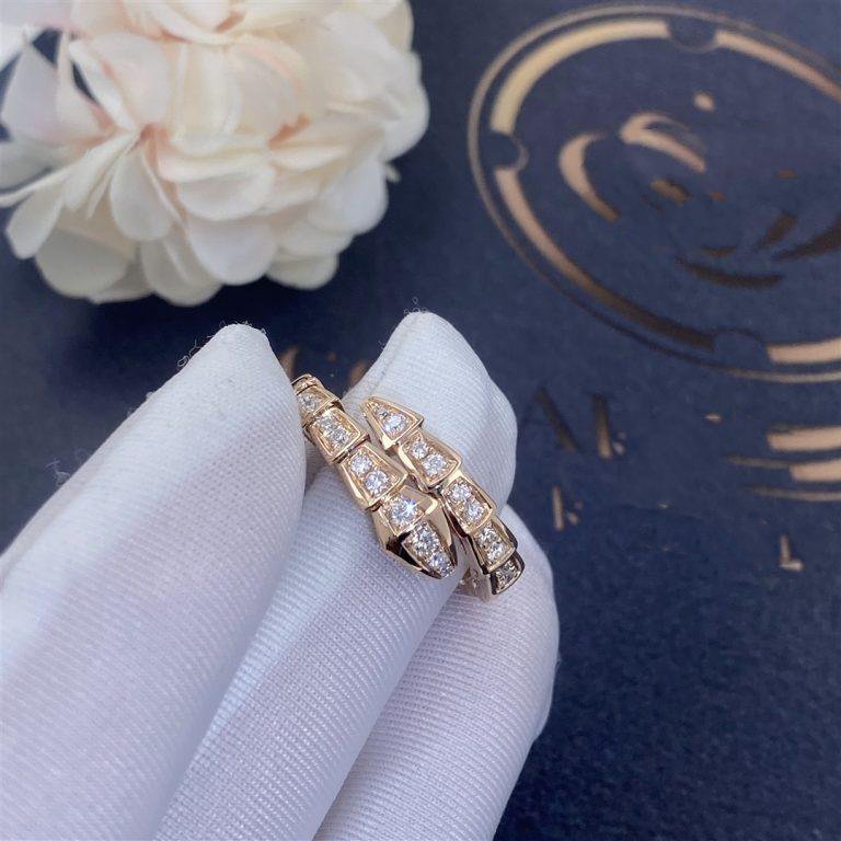 [LORA]SERPENTI RING PINK GOLD DIAMOND PAVED 4MM