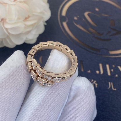 [LORA]SERPENTI RING PINK GOLD DIAMOND PAVED 4MM