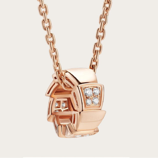 [LORA]SERPENTI PEDANT DIAMOND PINK GOLD NECKLACE