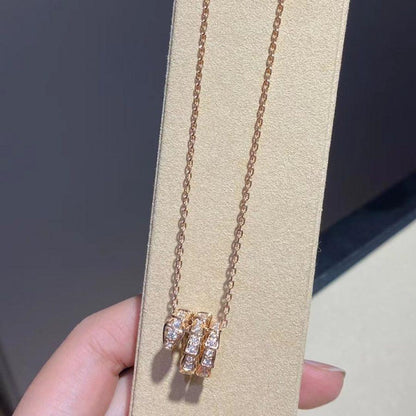 [LORA]SERPENTI PINK GOLD NECKLACE DOUBLE RING DIAMOND