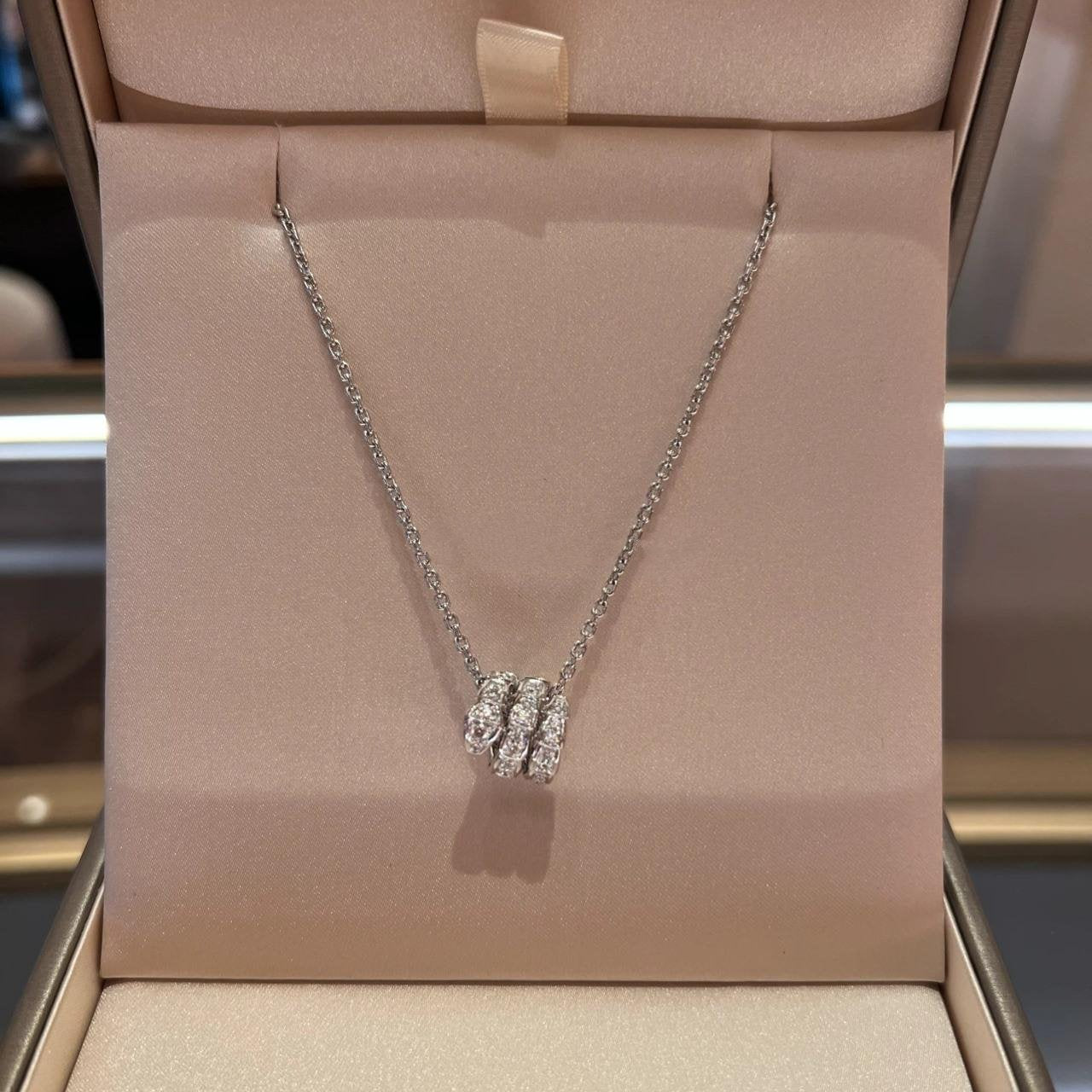 [LORA]SERPENTI  NECKLACE DOUBLE RING DIAMOND