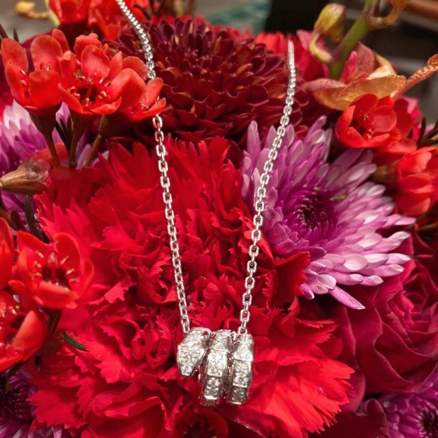 [LORA]SERPENTI  NECKLACE DOUBLE RING DIAMOND