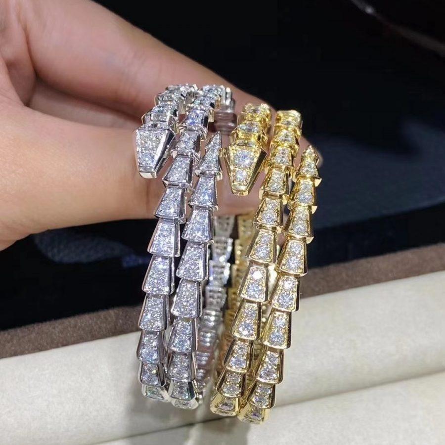 [LORA]SERPENTI BRACELET GOLD DIAMOND DOUBLE ROW