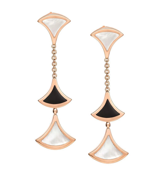 [LORA]DREAM EARRINGS 3 MOTIFS ONYX MOP PINK GOLD