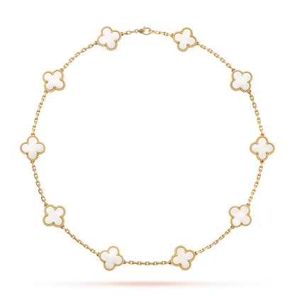 [LORA]CLOVER 10 MOTIFS WHITE MOTHER OF PEARL NECKLACE