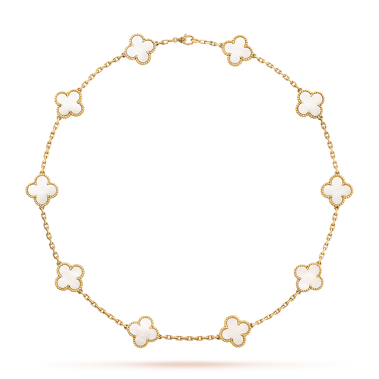 [LORA]CLOVER 10 MOTIFS WHITE MOTHER OF PEARL NECKLACE