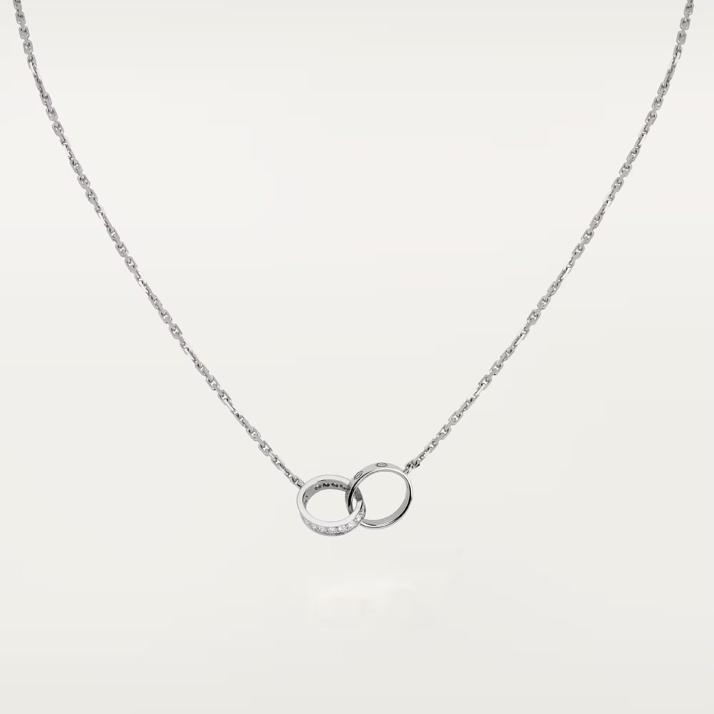 [LORA] LOVE DOUBLE RING HALF DIAMOND NECKLACE