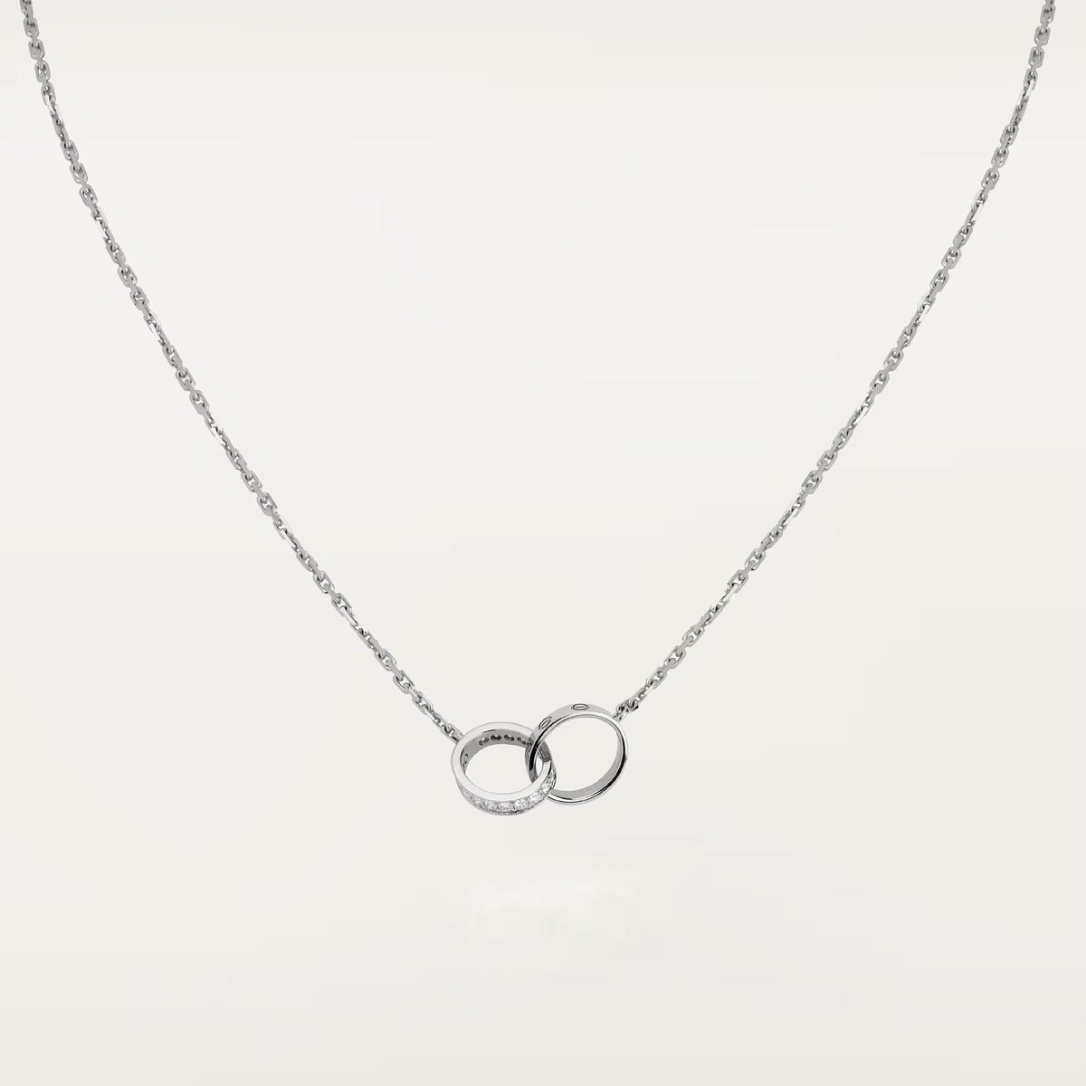 [Lora] LOVE DOUBLE RING HALF DIAMOND NECKLACE