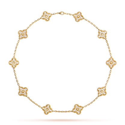 [LORA]CLOVER 10 MOTIFS DIAMOND NECKLACE