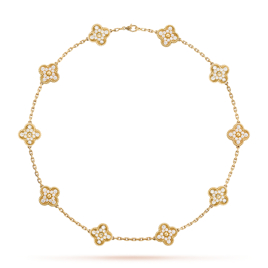 [LORA]CLOVER 10 MOTIFS DIAMOND NECKLACE
