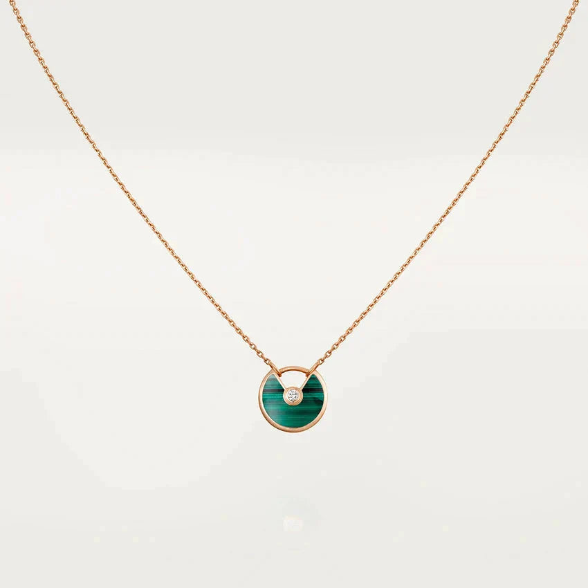 [LORA]AMULETTE ROSE GOLD MALACHITE NECKLACE