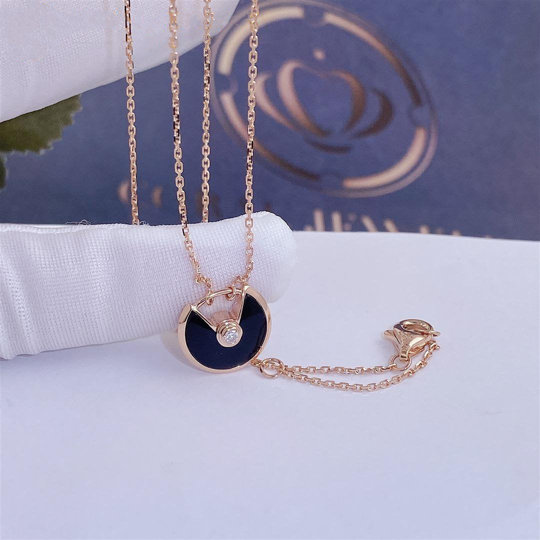 [LORA]AMULETTE ROSE GOLD ONYX NECKLACE
