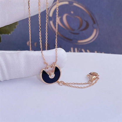 [LORA]AMULETTE ROSE GOLD ONYX NECKLACE