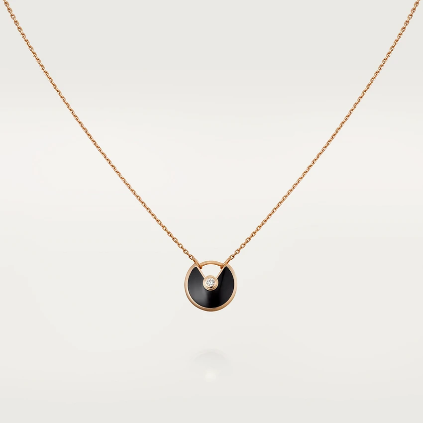 [LORA]AMULETTE ROSE GOLD ONYX NECKLACE