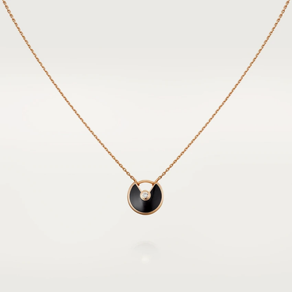 [LORA]AMULETTE ROSE GOLD ONYX NECKLACE
