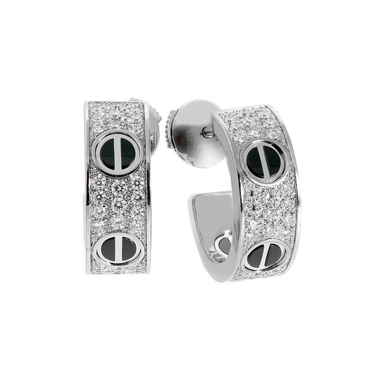 [Lora] LOVE CERAMIC DIAMOND PAVED SILVER EARRINGS