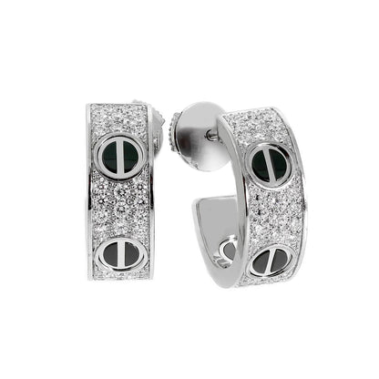 [LORA] LOVE CERAMIC DIAMOND PAVED SILVER EARRINGS