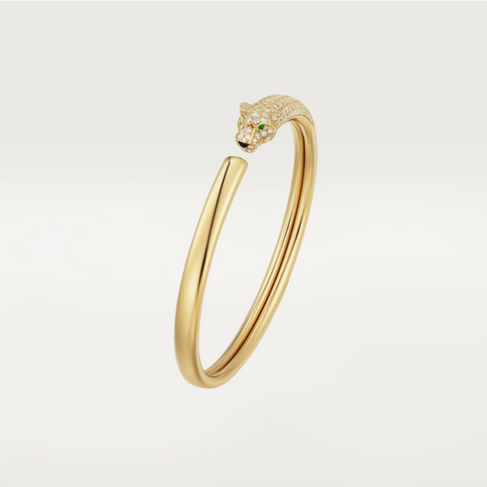 [LORA]PANTHERE GOLD DIAMOND OPEN BRACELET