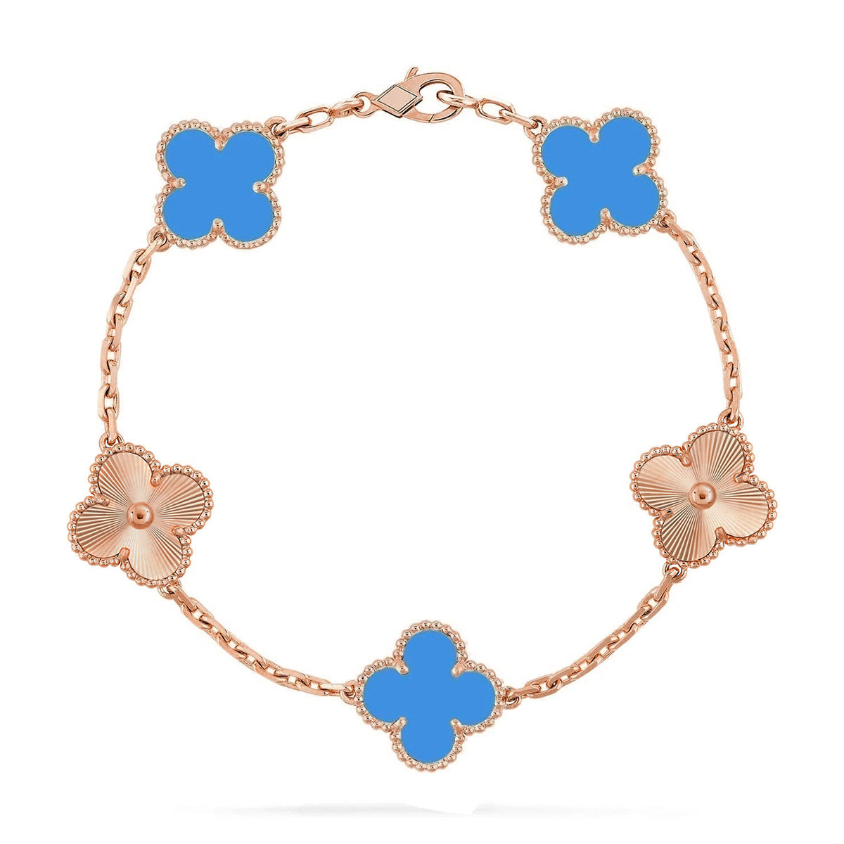[Lora] CLOVER 5 MOTIF BLUE AGATE BRACELET COLLECTION